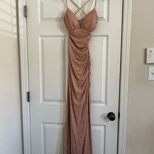 Windsor Glittery Rose Gold Evening Dress